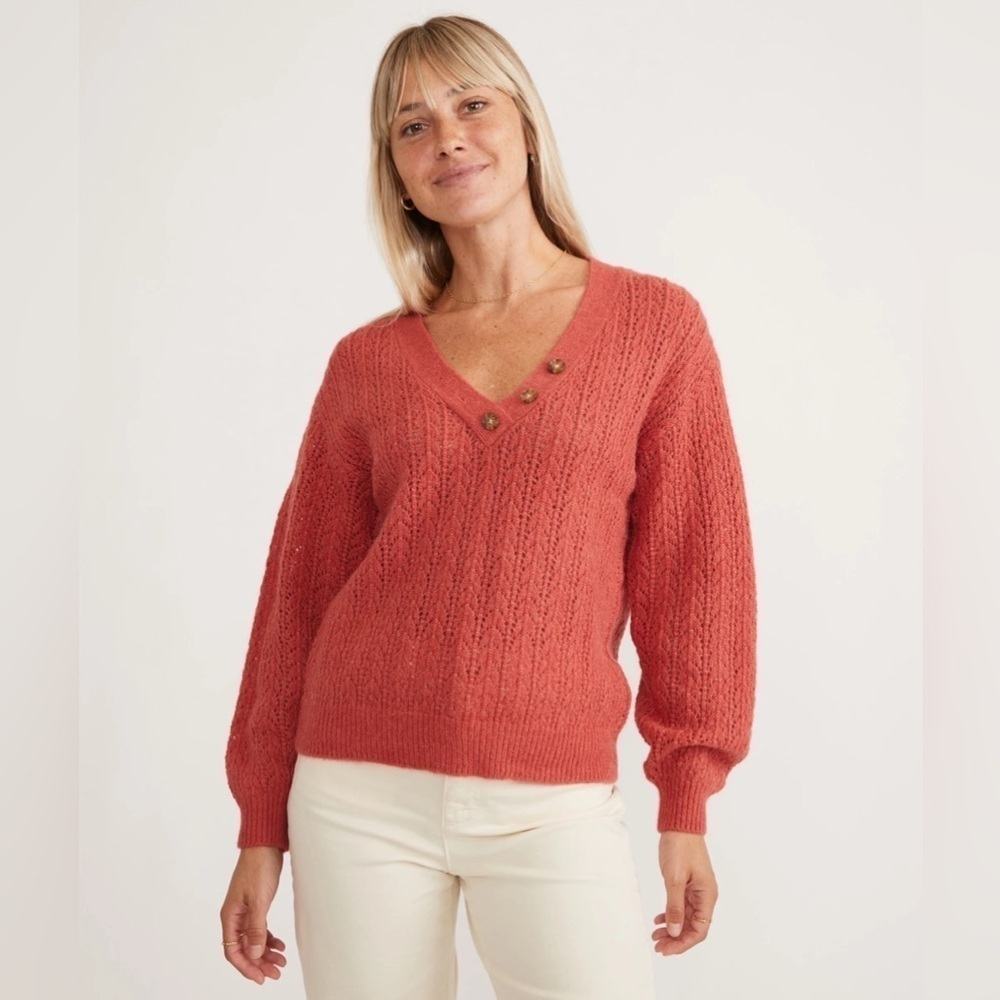 Marine Layer (Fall 2023) Evelyn Pullover Sweater in Mineral Red size Small